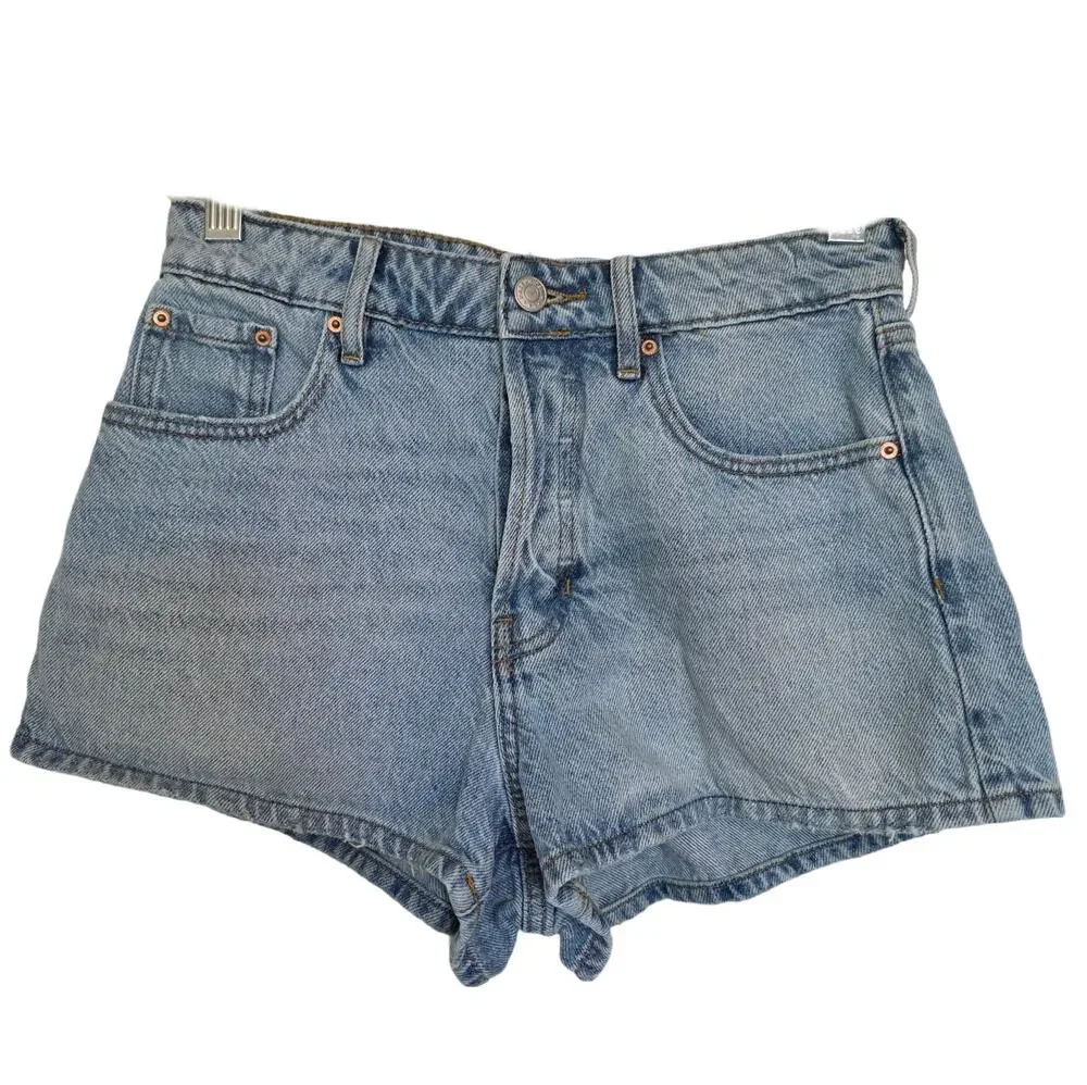Women's PacSun High Rise Festival Shorts Light Wash Blue Denim Size 26